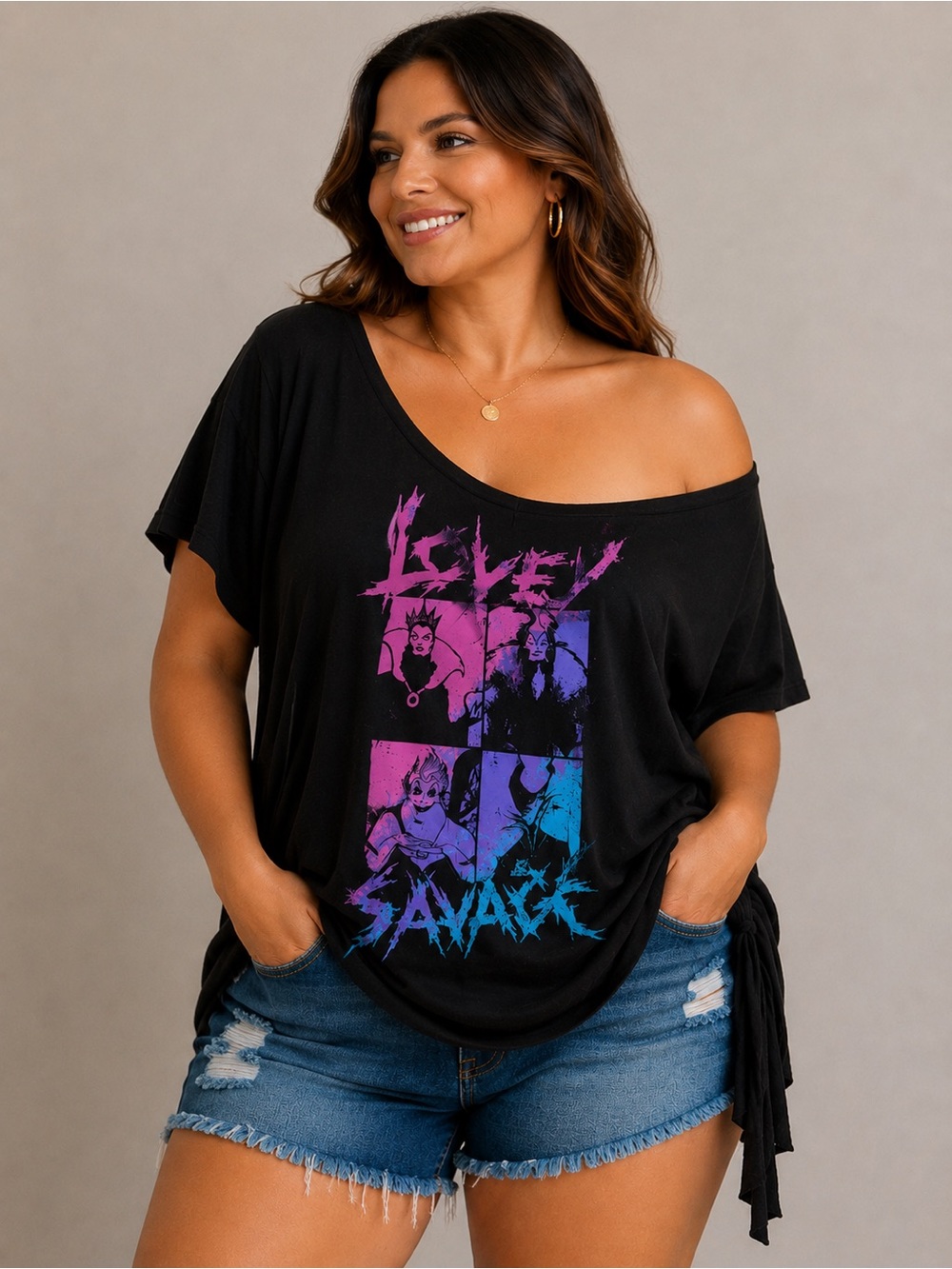 Torrid Disney Villains Graphic Off-the-Shoulder Top – Size 1 / 1X